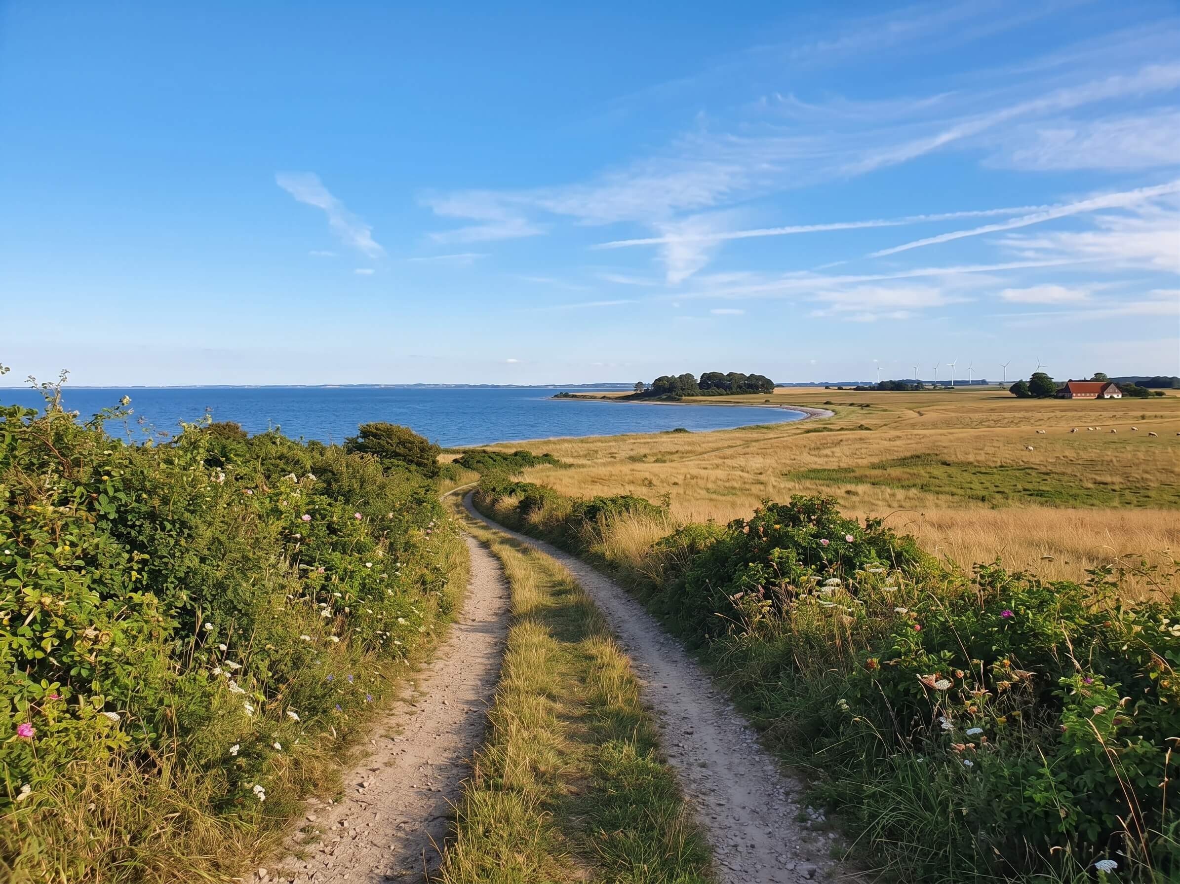 A path through the Danish countryside toward the sea